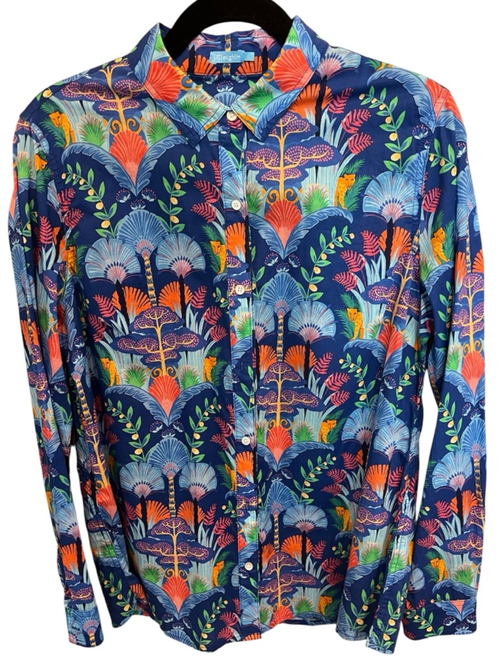 J McLaughlin Button Front Cotton  Blouse in Vibrant Colors Size L